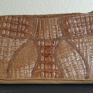 Carlos Falchi Leather Crocodile Shoulder Bag